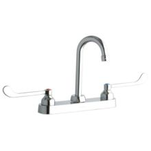 ADA 8" Centerset Exposed Deck Food Service Faucet with 3-5/8" Reach Gooseneck Spout and 6" Blade Handles