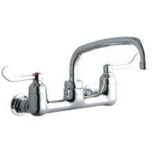 ADA 8" Centerset Wall Mount Food Service Faucet with 10" Reach Arc Tube Spout and 4" Blade Handles