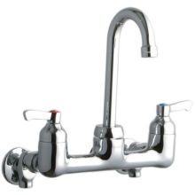 8" Centerset Wall Mount Service Sink Faucet with 3-5/8" Reach Gooseneck Spout