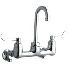8" Centerset Wall Mount Service Sink Faucet with 3-5/8" Reach Gooseneck Spout and 4" Blade Handles