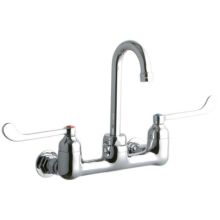 ADA 8" Centerset Wall Mount Service Sink Faucet with 3-5/8" Reach Gooseneck Spout and 6" Blade Handles