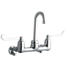 8" Centerset Wall Mount Service Sink Faucet with 3-5/8" Reach Gooseneck Spout and 6" Blade Handles