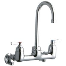 8" Centerset Wall Mount Service Sink Faucet with 5-1/8" Reach Gooseneck Spout
