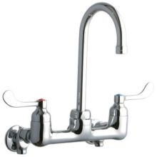 8" Centerset Wall Mount Service Sink Faucet with 5-1/8" Reach Gooseneck Spout and 4" Blade Handles