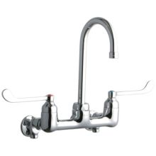 8" Centerset Wall Mount Service Sink Faucet with 5-1/8" Reach Gooseneck Spout and 6" Blade Handles