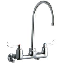 8" Centerset Wall Mount Service Sink Faucet with 8" Reach Gooseneck Spout and 4" Blade Handles