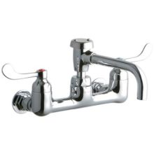 ADA 8" Centerset Wall Mount Service Sink Faucet with 6-1/2" Reach Vented Spout and 4" Blade Handles