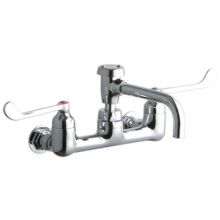 ADA 8" Centerset Wall Mount Service Sink Faucet with 6-1/2" Reach Vented Spout and 6" Blade Handles