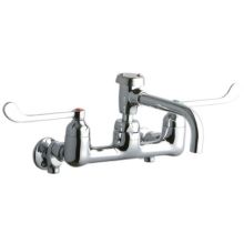 8" Centerset Wall Mount Service Sink Faucet with 6-1/2" Reach Vented Spout and 6" Blade Handles