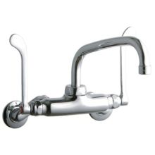 ADA 3"-8" Adjustable Centers Wall Mount Food Service Faucet with 8" Reach Arc Tube Spout and 6" Blade Handles