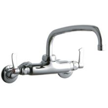 ADA 3"-8" Adjustable Centers Wall Mount Food Service Faucet with 10" Reach Arc Tube Spout