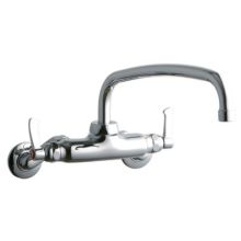 ADA 3"-8" Adjustable Centers Wall Mount Food Service Faucet with 12" Reach Arc Tube Spout