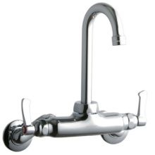 ADA 3"-8" Adjustable Centers Wall Mount Food Service Faucet with 3-5/8" Reach Gooseneck Spout