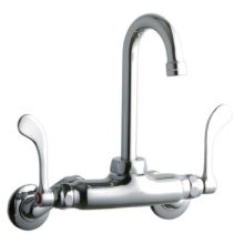 ADA 3"-8" Adjustable Centers Wall Mount Food Service Faucet with 3-5/8" Reach Gooseneck Spout and 4" Blade Handles