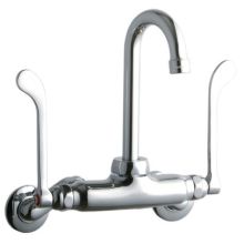 ADA 3"-8" Adjustable Centers Wall Mount Food Service Faucet with 3-5/8" Reach Gooseneck Spout and 6" Blade Handles
