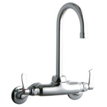 ADA 3"-8" Adjustable Centers Wall Mount Food Service Faucet with 5-1/8" Reach Gooseneck Spout