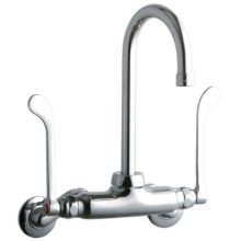 ADA 3"-8" Adjustable Centers Wall Mount Food Service Faucet with 5-1/8" Reach Gooseneck Spout and 6" Blade Handles