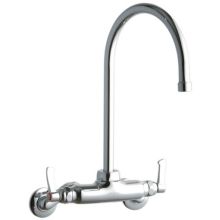 ADA 3"-8" Adjustable Centers Wall Mount Food Service Faucet with 8" Reach Gooseneck Spout