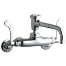 ADA 3"-8" Adjustable Centers Wall Mount Vented Spout Service Sink Faucet with 6-1/2" Reach Vented Spout and 4" Blade Handle
