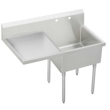 Sturdibilt Stainless Steel 49-1/2" x 27-1/2" Floor Standing Scullery Sink with Two Faucet Holes and Left Side Drain Board