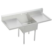 Sturdibilt Stainless Steel 72" x 27-1/2" Floor Standing Scullery Sink with Two Faucet Holes and Drain Boards
