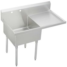 Sturdibilt Stainless Steel 49-1/2" x 27-1/2" Floor Standing Scullery Sink with Two Faucet Holes and Right Side Drain Board