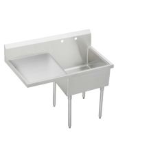 Sturdibilt Stainless Steel 55-1/2" x 27-1/2" Floor Standing Scullery Sink with Two Faucet Holes and Left Side Drain Board