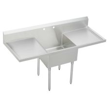 Sturdibilt Stainless Steel 78" x 27-1/2" Floor Standing Scullery Sink with Two Faucet Holes and Drain Boards