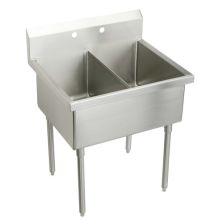 Sturdibilt Stainless Steel 33" x 27-1/2" Floor Standing Double Basin Scullery Sink with Two Faucet Holes