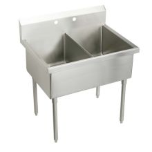 Sturdibilt Stainless Steel 51" x 27-1/2" Floor Standing Double Basin Scullery Sink with Two Faucet Holes
