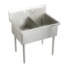 Sturdibilt Stainless Steel 57" x 27-1/2" Floor Standing Double Basin Scullery Sink with Two Faucet Holes