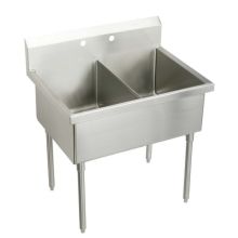 Sturdibilt Stainless Steel 63" x 27-1/2" Floor Standing Double Basin Scullery Sink with Two Faucet Holes