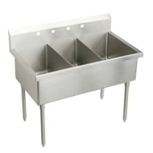 Sturdibilt Stainless Steel 48" x 27-1/2" Floor Standing Triple Basin Scullery Sink with Four Faucet Holes