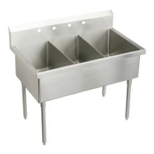 Sturdibilt Stainless Steel 57" x 27-1/2" Floor Standing Triple Basin Scullery Sink with Four Faucet Holes