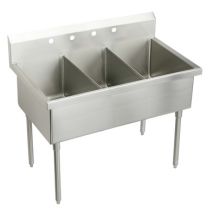 Sturdibilt Stainless Steel 75" x 27-1/2" Floor Standing Triple Basin Scullery Sink with Four Faucet Holes