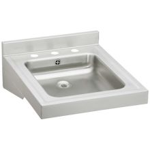 Stainless Steel 23" Wheelchair Wash-Up Single Basin Bathroom Sink with Overflow and Three Faucet Holes