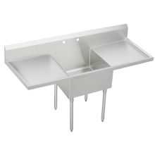 Weldbilt Stainless Steel 49-1/2" Floor Mount Single Bowl Food Service Scullery Sink with Left and Right Drain Board and One Faucet Hole