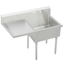 Weldbilt Stainless Steel 61-1/2" Floor Mount Single Bowl Food Service Scullery Sink with Left Side Drain Board and One Faucet Hole