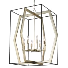 Mixed Geometries 8 Light 32" Wide Taper Candle Chandelier