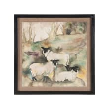 39" by 39" Framed Hand Painted Suffolk Sheep Wall Art on Paper