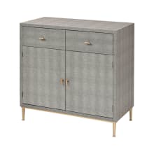 Sands Point 33" Wide 2 Drawer Faux Leather, Iron, and MDF Accent Cabinet