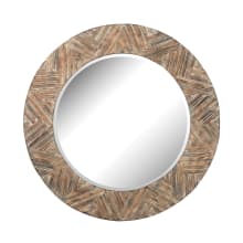 Wicker 48"Round Beveled Wall Mirror