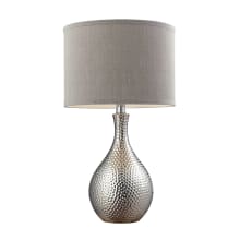 Contemporary Farmhouse Hammered Metal Motif Table Lamp with Grey Shade