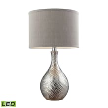 Modern Farmhouse Hammered Metal LED Table Lamp with Grey Shade