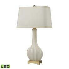1 Light LED Table Lamp in Cream Glaze from the Fluted Ceramic Collection