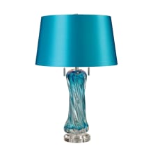 2 Light Accent Table Lamp with Blue Faux Silk Shade from the Vergato Collection