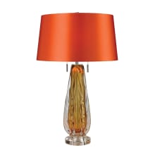 2 Light Accent Table Lamp with Orange Faux Silk Shade from the Modena Collection