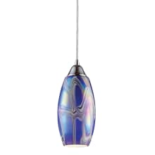 Iridescence Single Light 5" Wide LED Mini Pendant with Round Canopy and Hand Blown Glass Shade