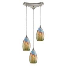 Geologic 3 Light 10" Wide Multi Light Pendant with Triangle Canopy and Hand Blown Glass Shades