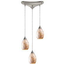 Capri 3 Light 11" Wide Multi Light Pendant with Triangle Canopy and Hand Blown Glass Shades